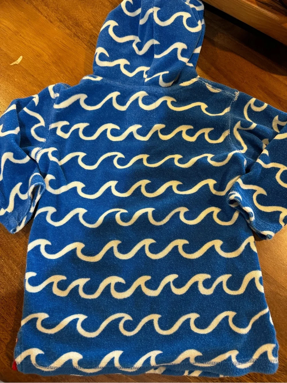 Mini Boden Blue Shark Hooded Kids Toweling coverup
